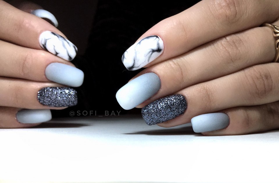 Маникюр омбре градиент мрамор