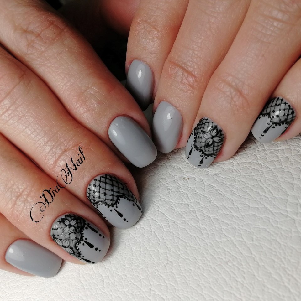 Ногти серые элегантные