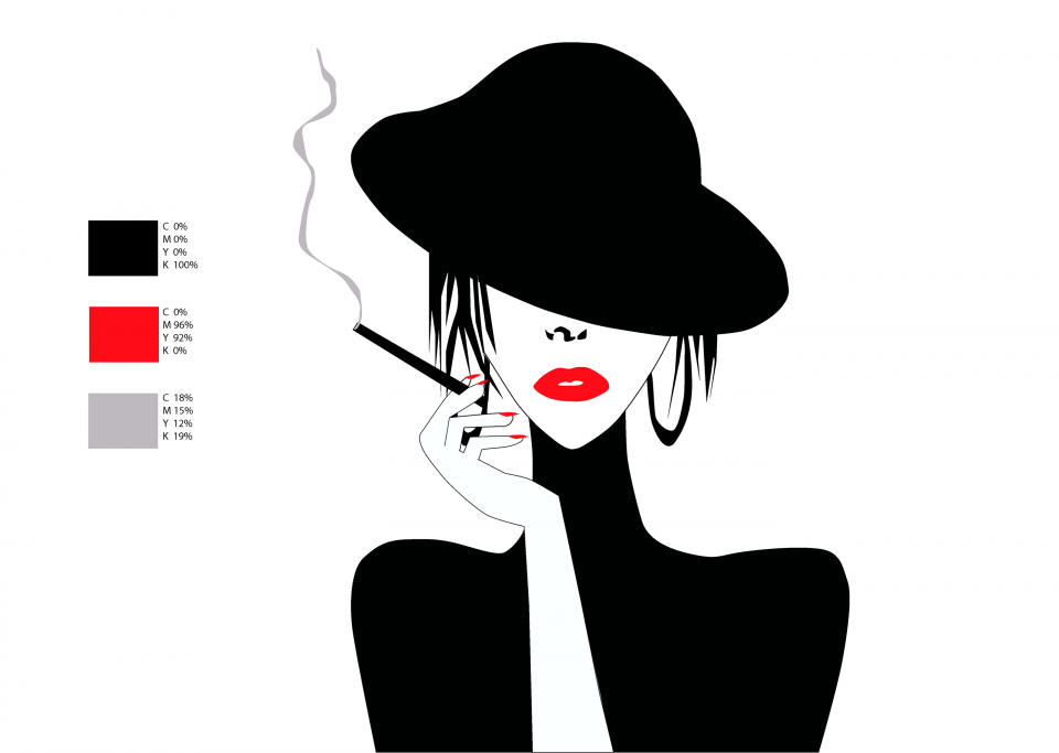 Силуэт женщины в шляпе