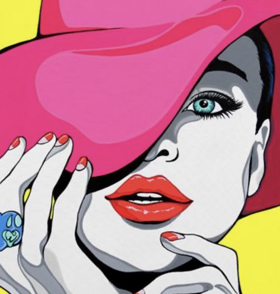 Эмблема Черна красная шляпа и девушка прически