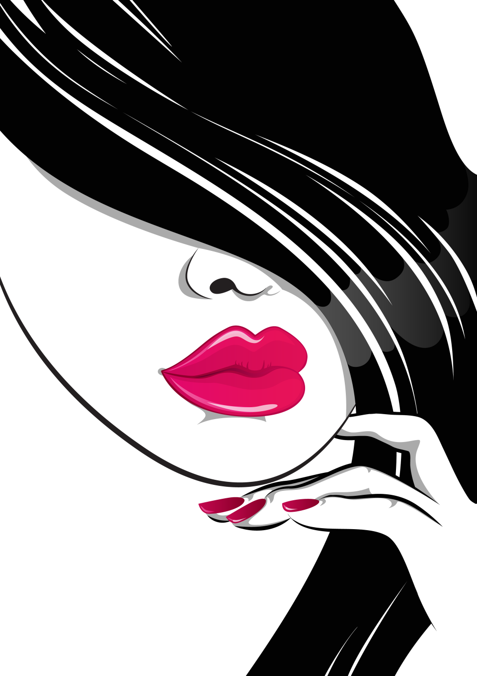 Силуэт лица с красными губами