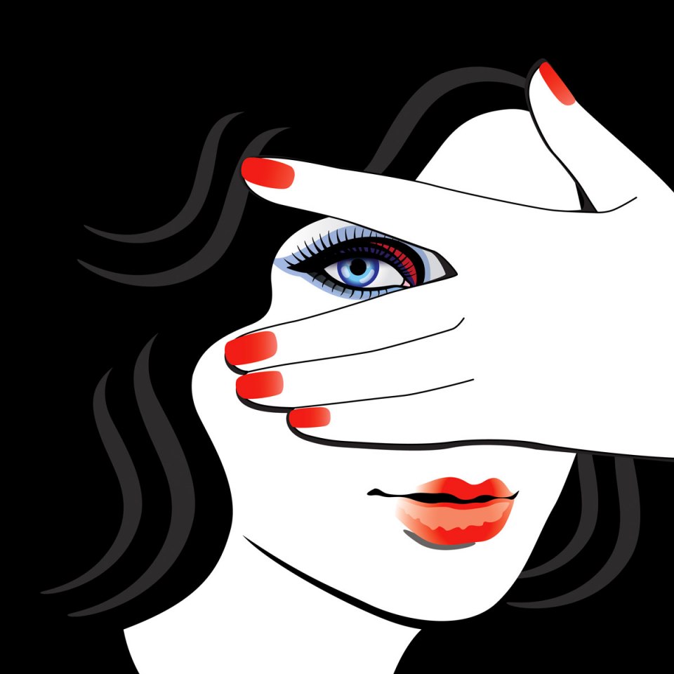 Дама в шляпе рисунок на чёрном экране