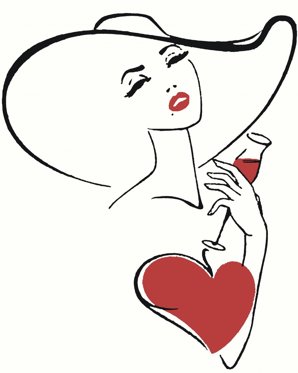 Силуэт девушки с бокалом