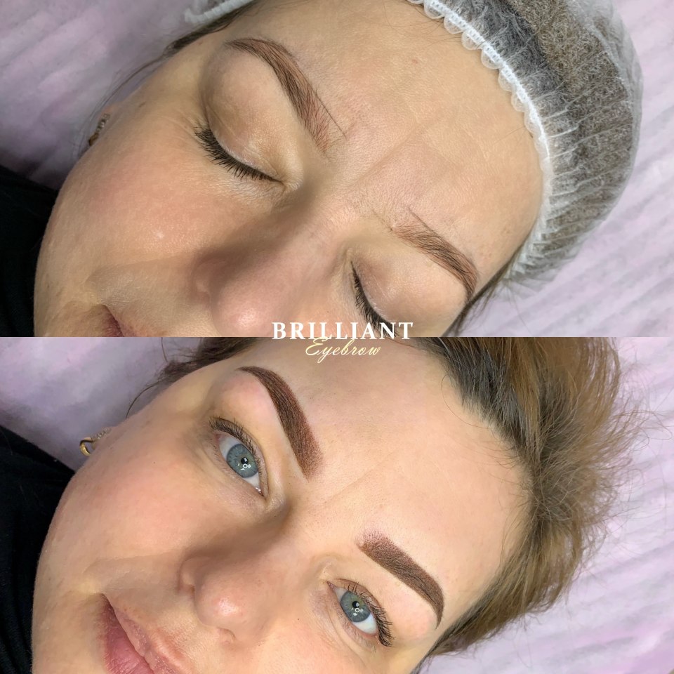 Теневое напыление бровей