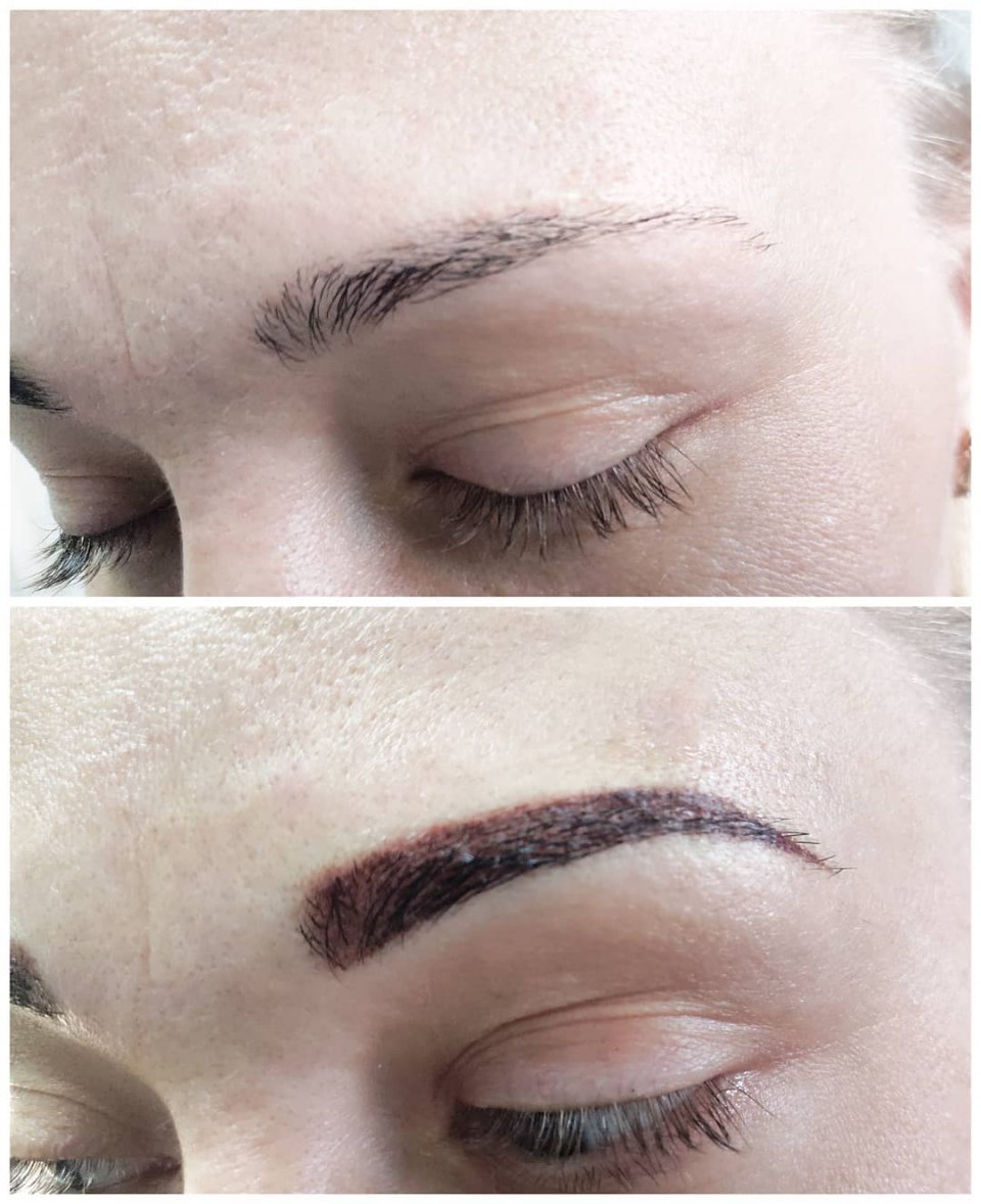 Стадии татуажа бровей