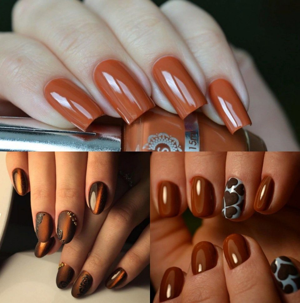 Коричневый маникюр