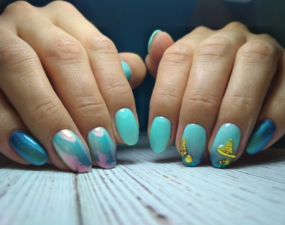 Маникюр мятного цвета