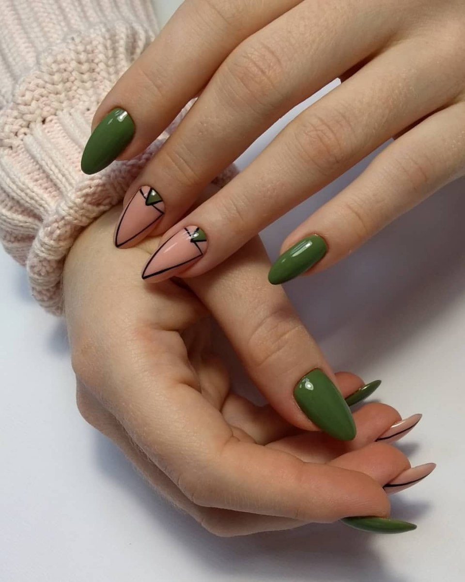 Френч салатовый 2021 миндаль