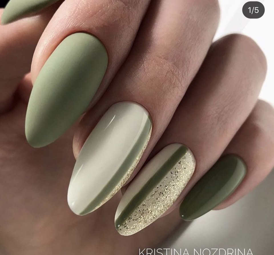 Оливковый маникюр