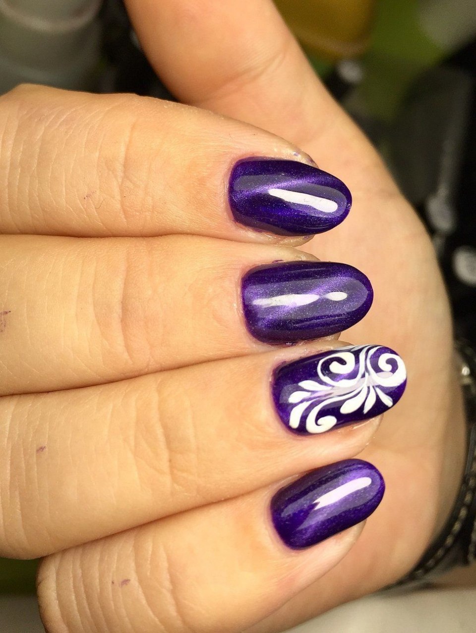 Маникюр кошачий глаз градиент