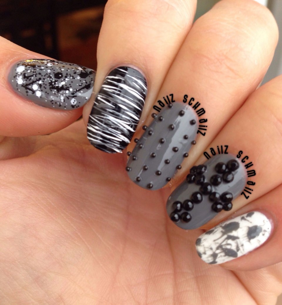 Серый маникюр на квадратные ногти