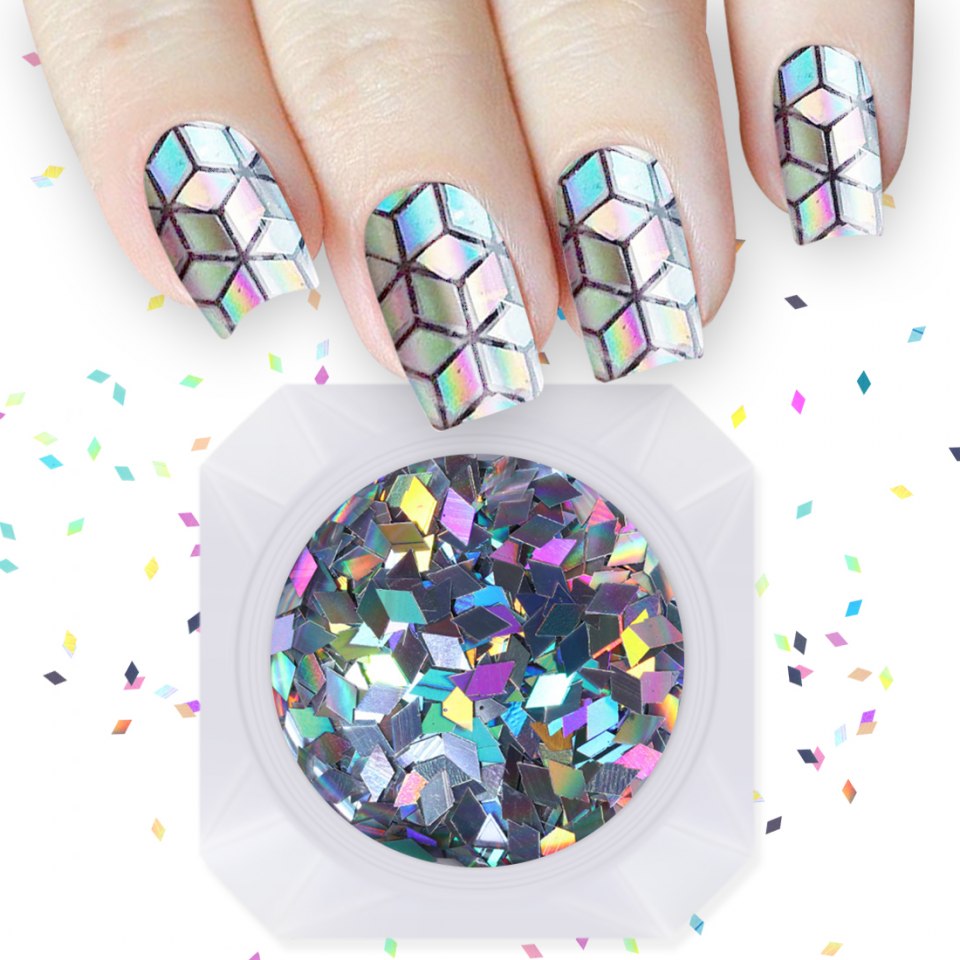 Геометрический маникюр с блестками