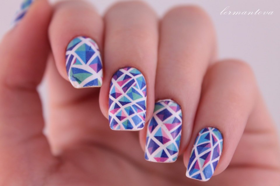 Маникюр битое стекло серебро