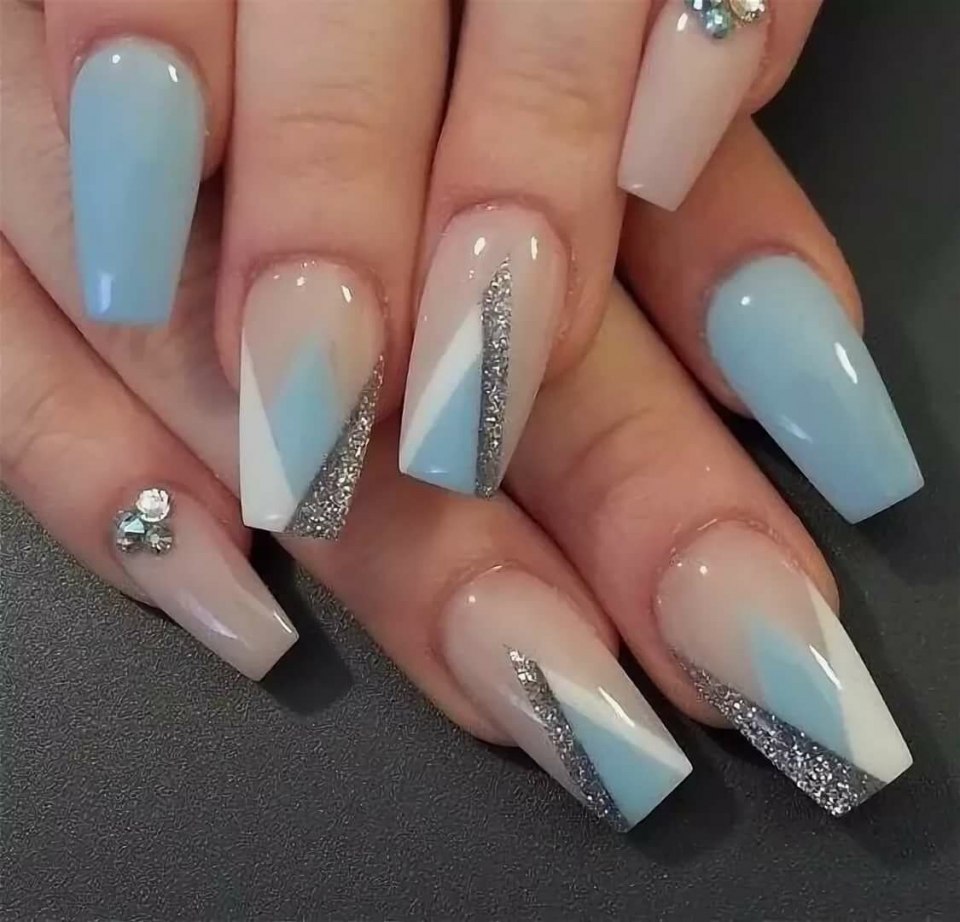 Маникюр на длинные квадратные ногти