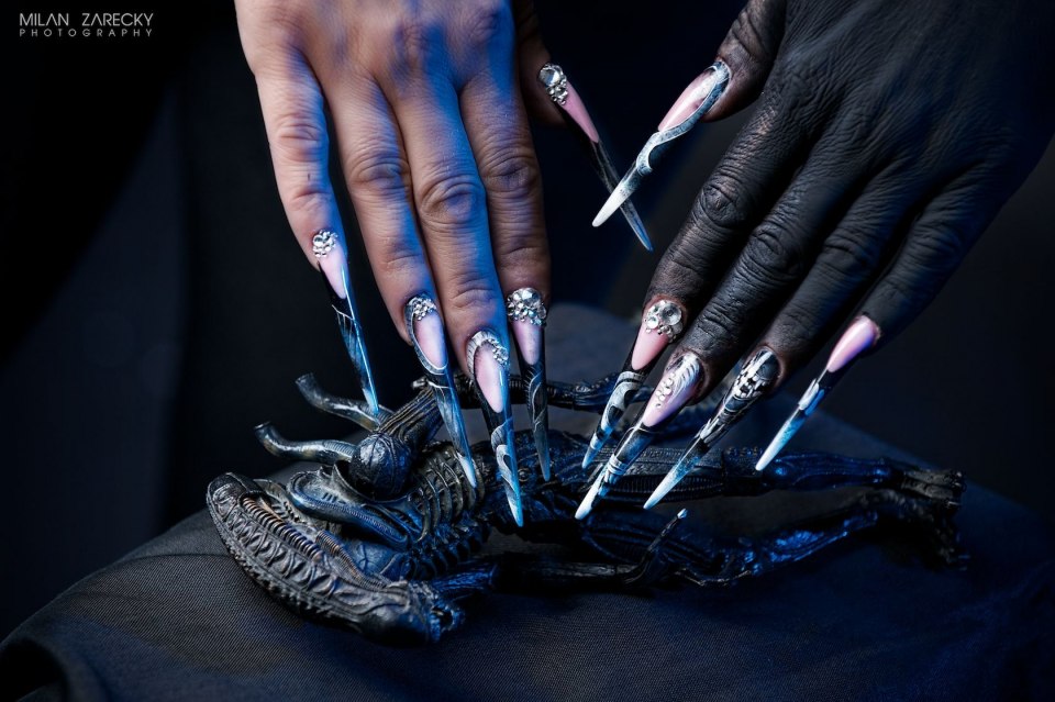 Длинные ногти с драконом