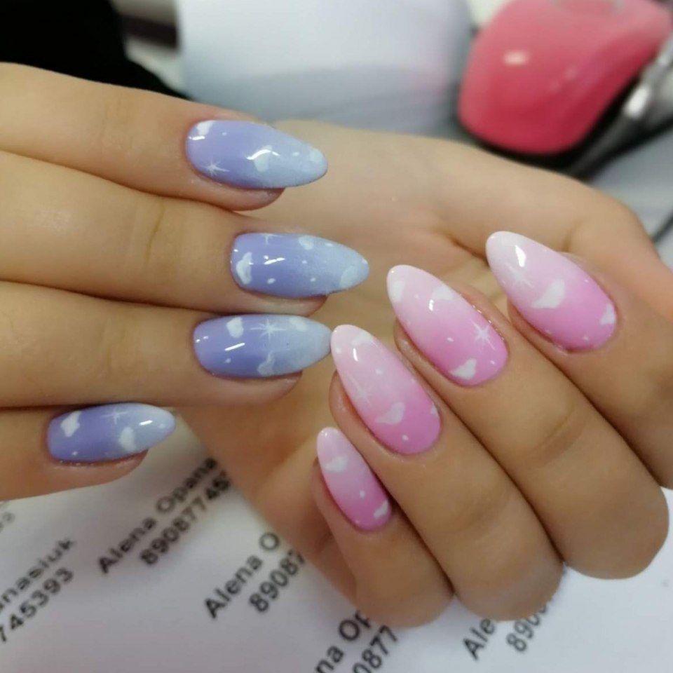 Омбре на овальные ногти