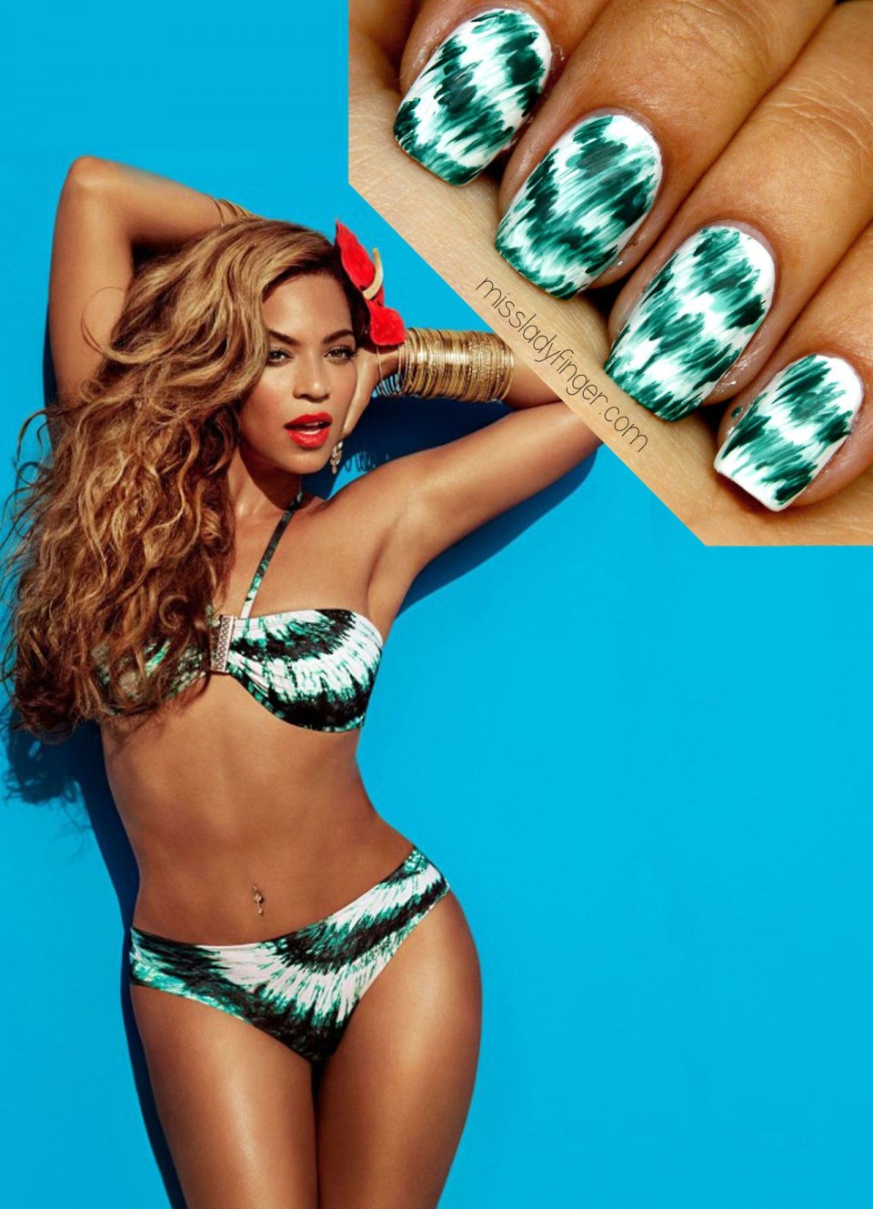 Маникюр под зеленый купальник