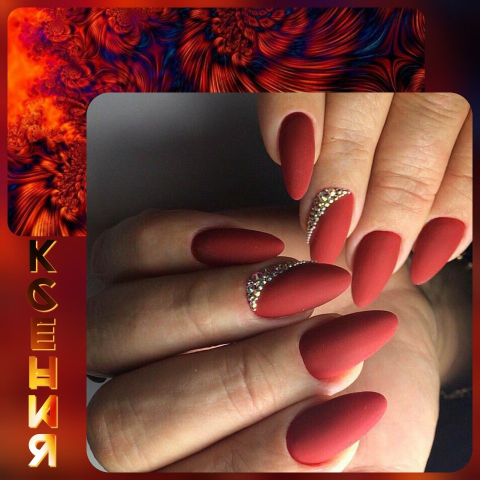 Маникюр красный с черным матовый