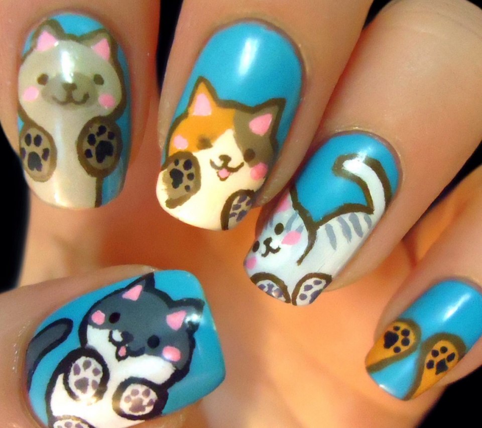 Красивые ногти с кошками