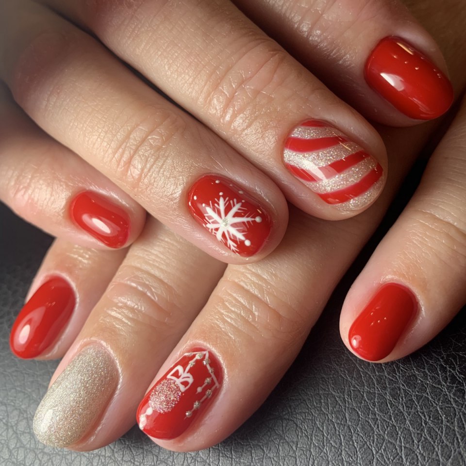 Маникюр на новый год легкий