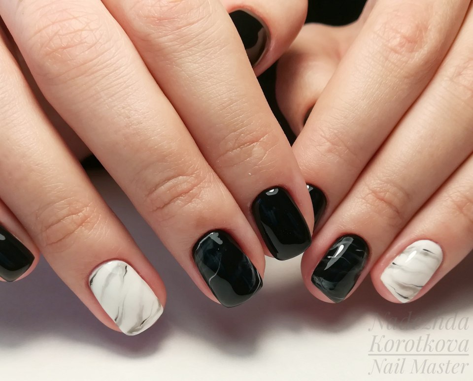 Маникюр на короткие ногти гель лаком черный