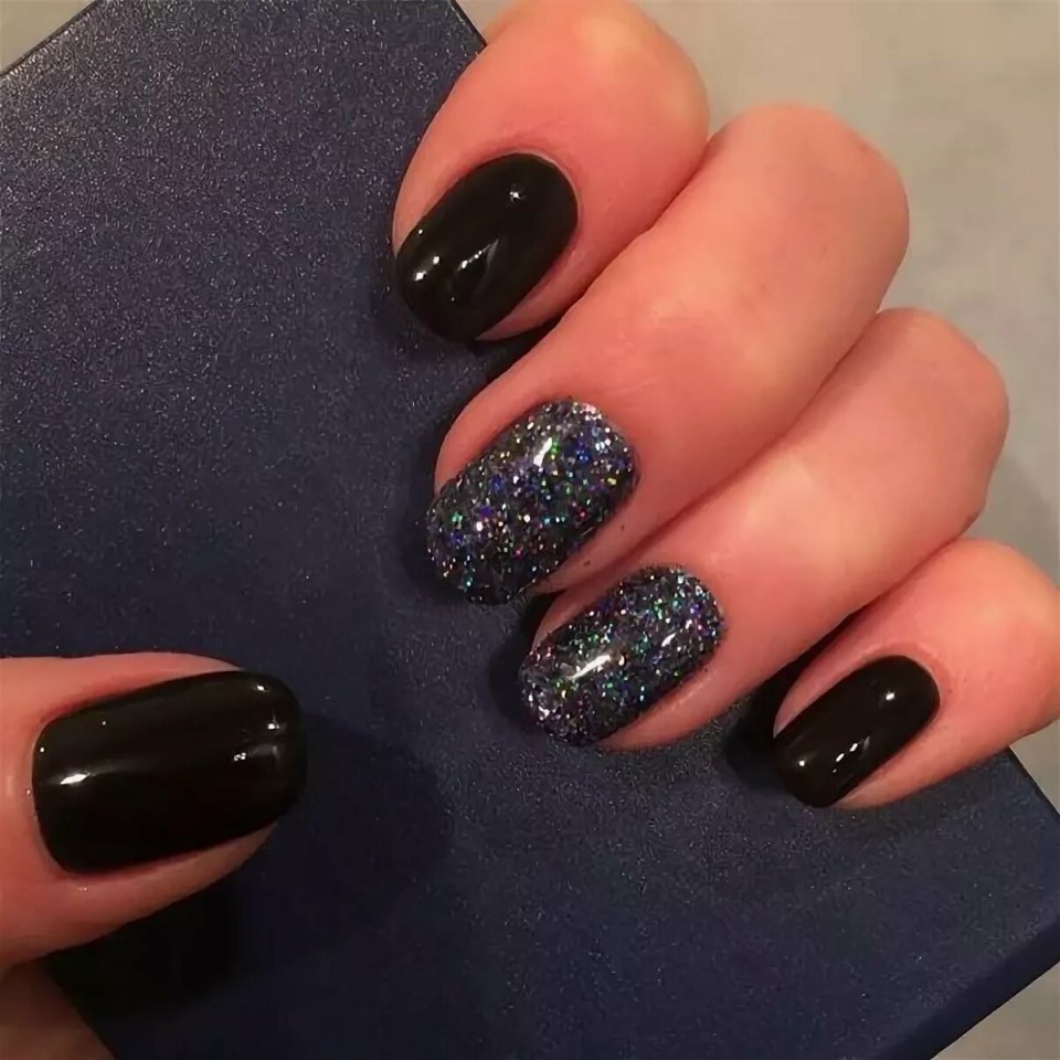 Шеллак черный с блестками