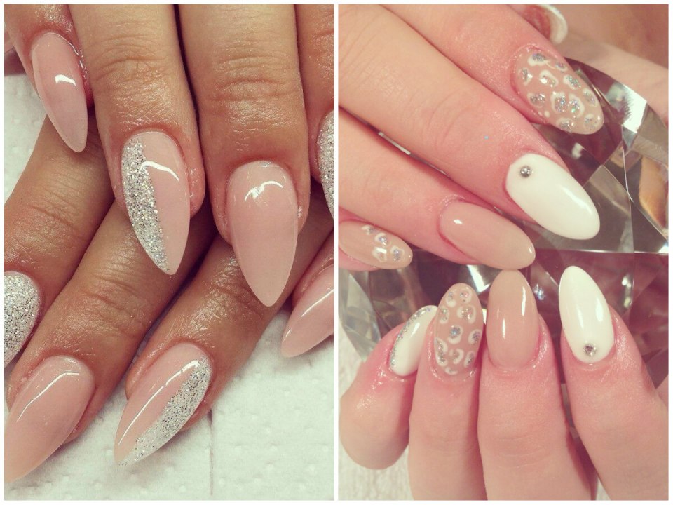 Маникюр длинные ногти миндаль