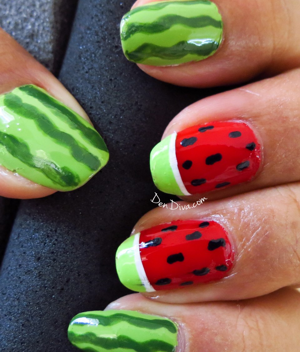 Летний маникюр с арбузом