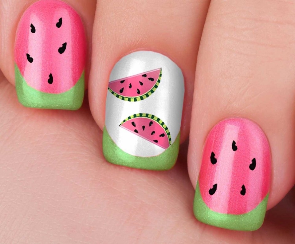 Детский маникюр Арбуз