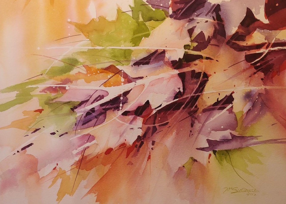 Абстракция акварелью по мокрому