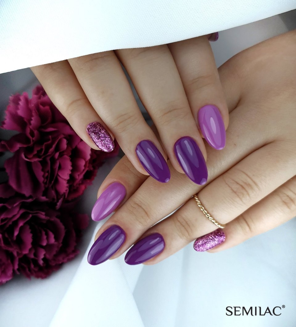 Серо сиреневый маникюр