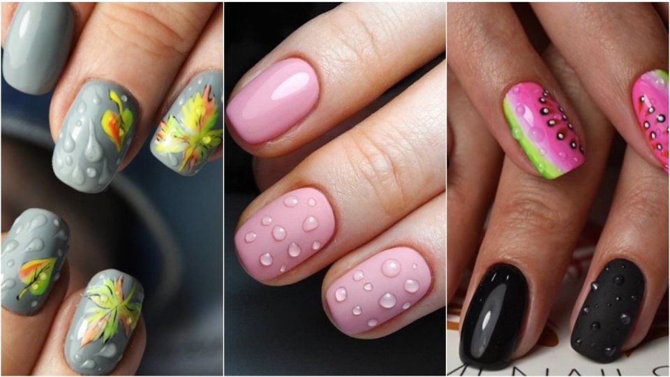 Летний маникюр с капельками
