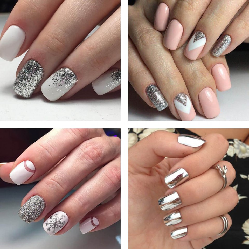 Маникюр к серебристому платью