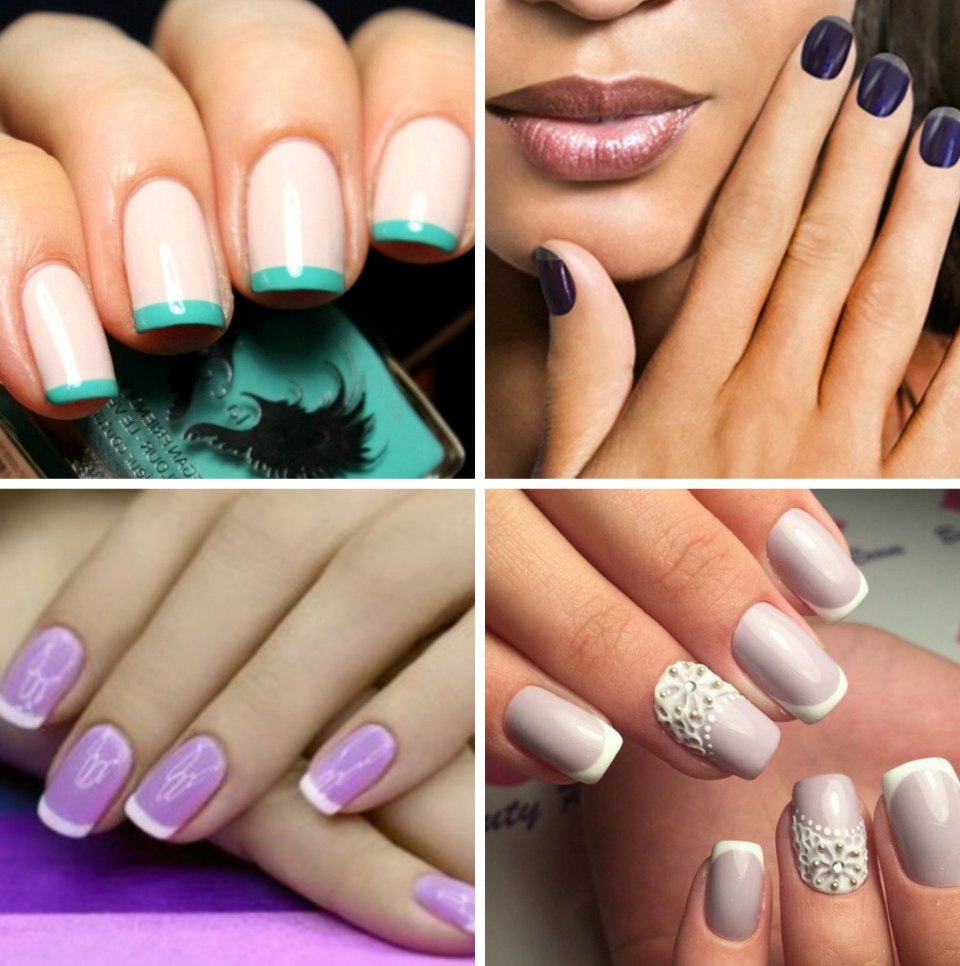 Маникюр серый с фиолетовым