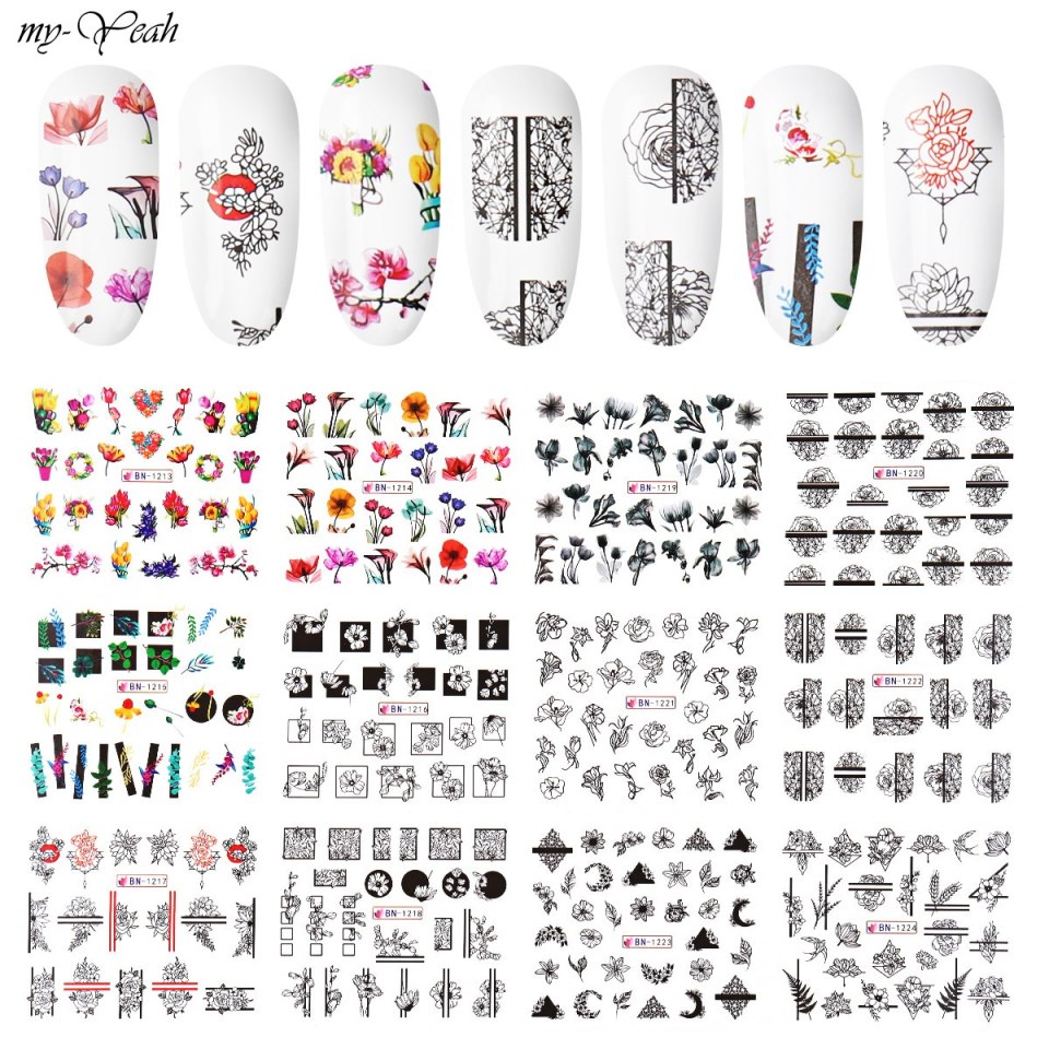 Цветные наклейки на ногти