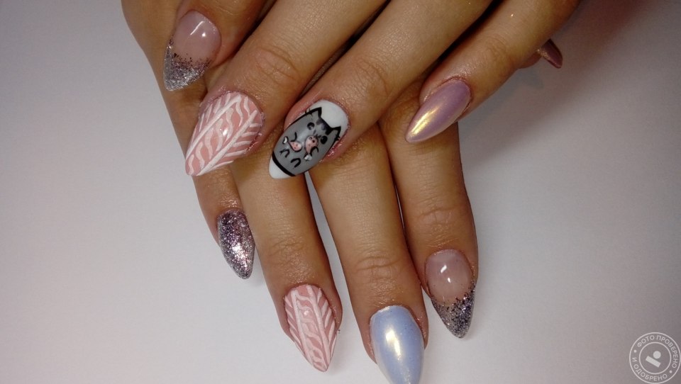 Осенний маникюр на длинные ногти