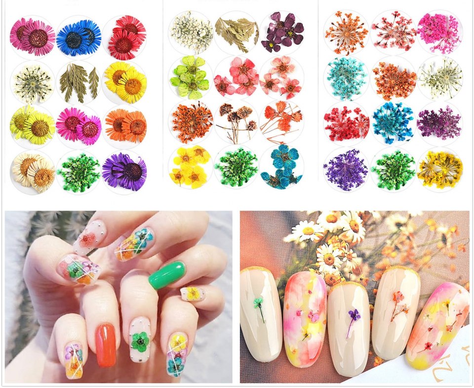 Маникюр с сухоцветами 2020