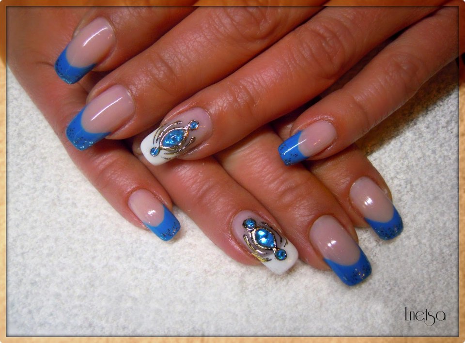 Френч голубой с белым