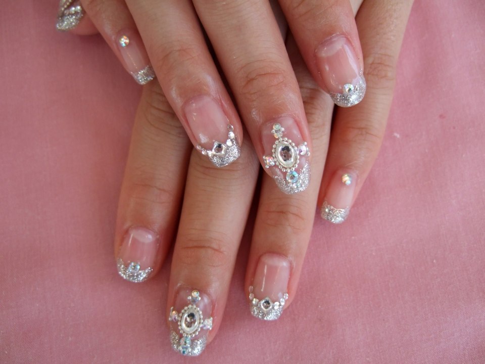 Синий френч на короткие ногти