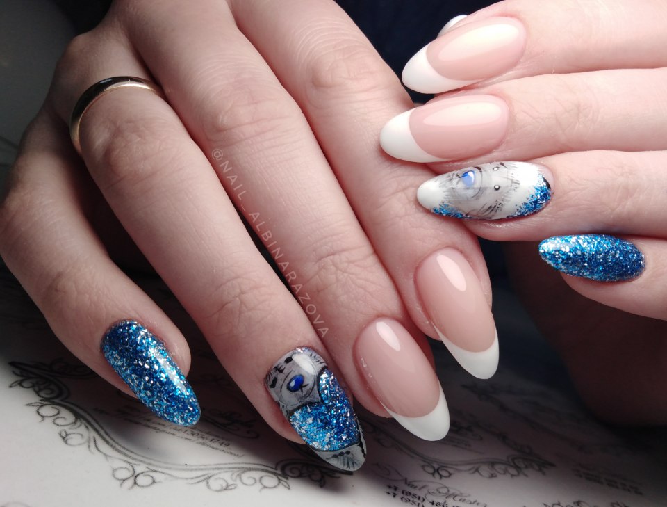 Бирюзовый френч с блестками