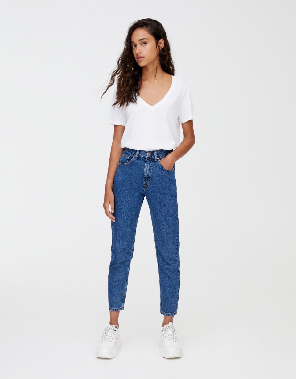 Джинсы Зара мом голубые