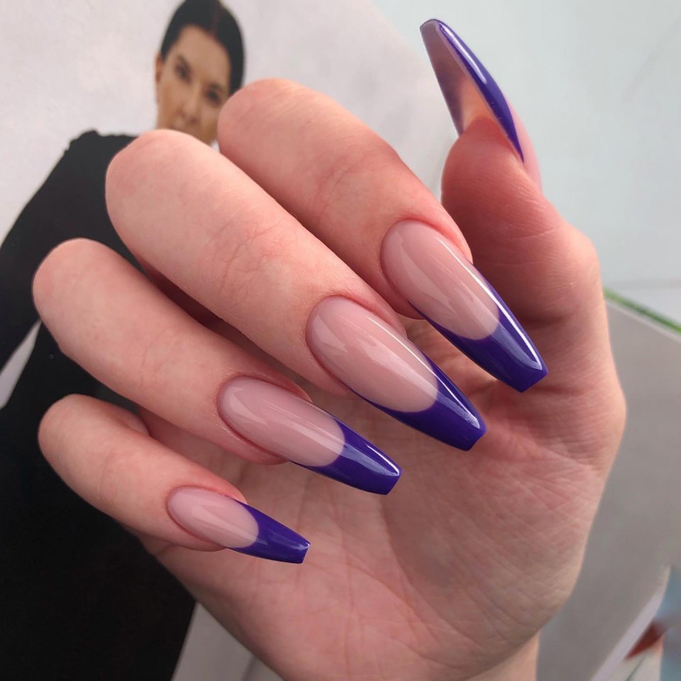 Цветной френч на длинные ногти