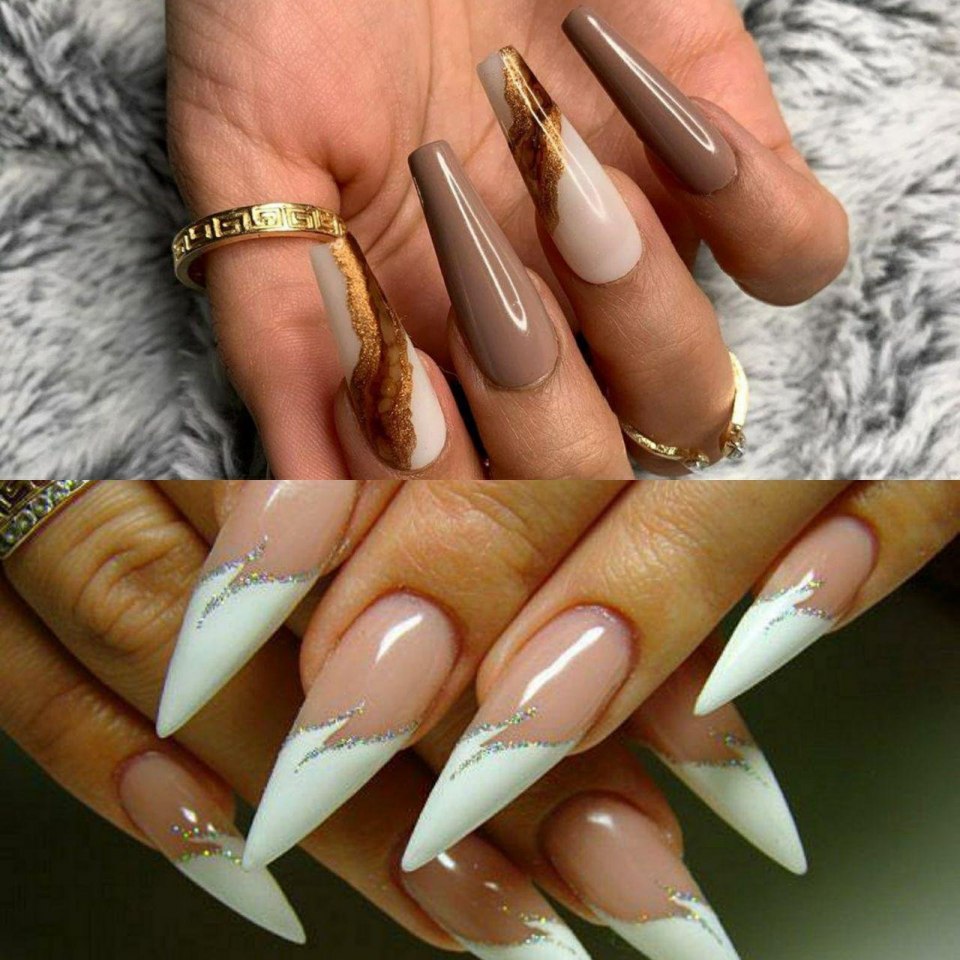 Маникюр 2020 на длинные ногти балерина осень