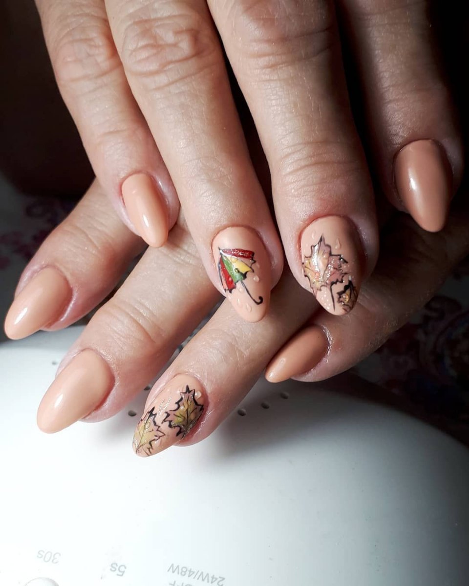 Осенний маникюр на длинные