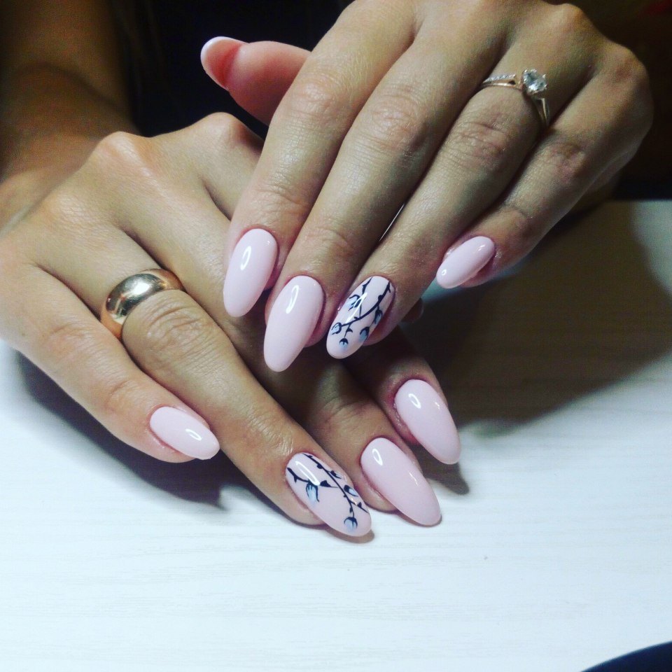 Маникюр шеллак на овальные ногти