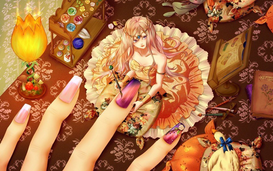 Аниме девушка с ногтями