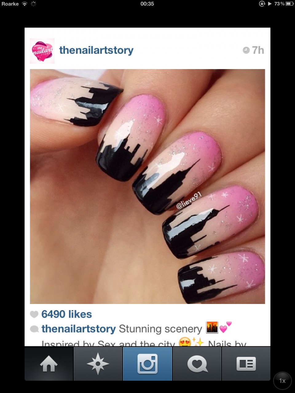 Маникюр с рисунком города