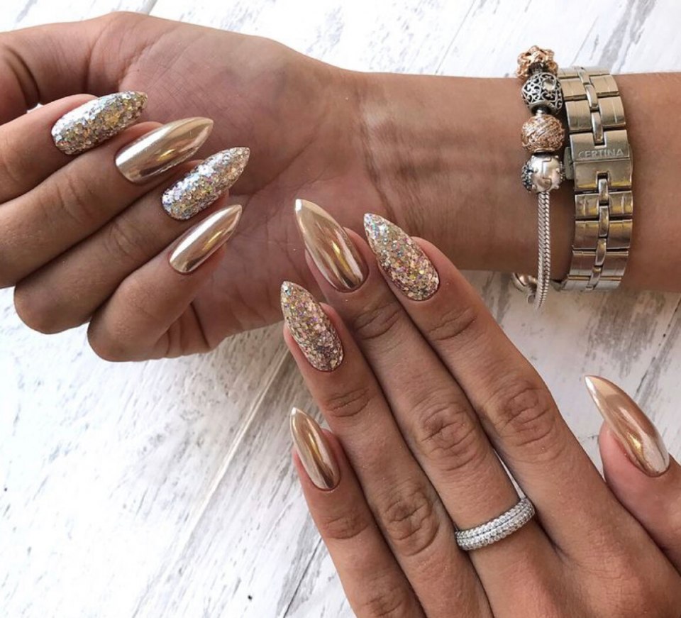 Маникюр с золотом и серебром