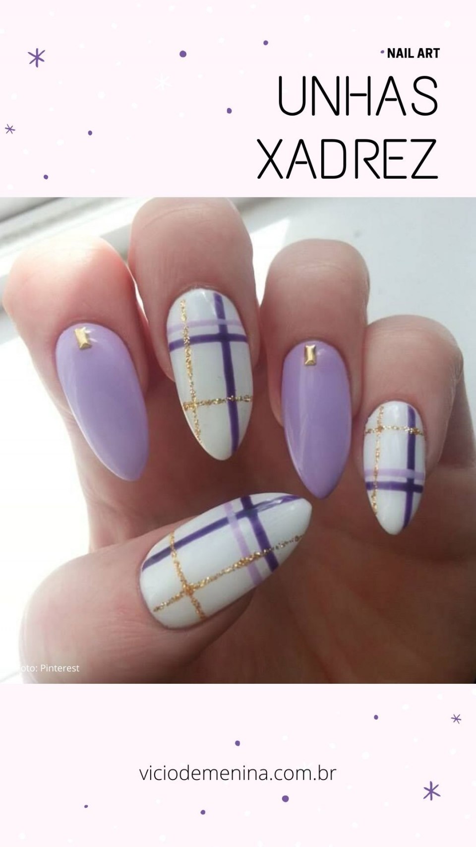 Лавандовый маникюр с полосками