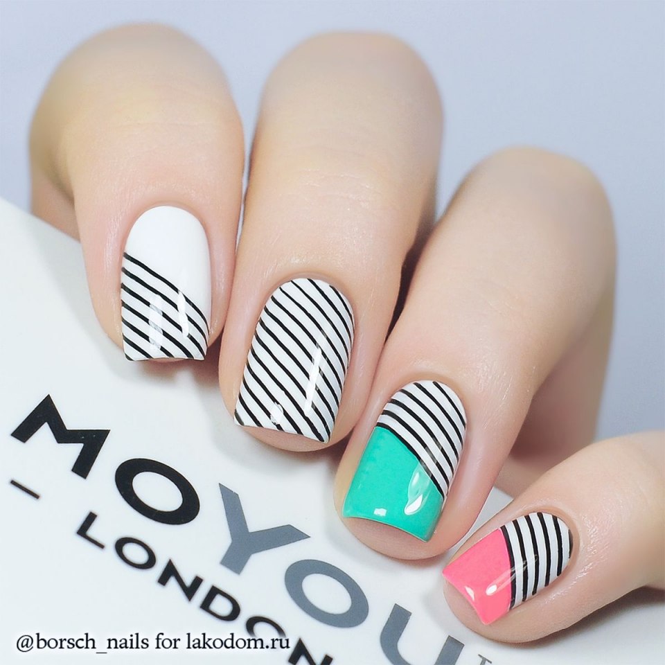 Полосатый маникюр